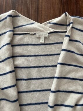 Garnet Hill Cream and Navy Striped Cardigan